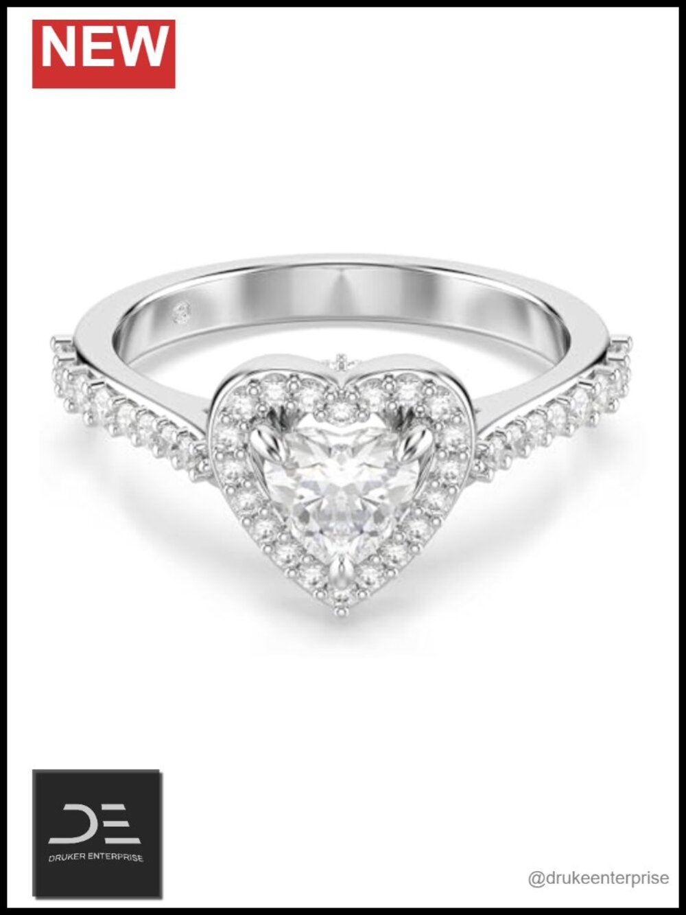 Swarovski Motif Ring Statement Prong Set Crystal White Rhodium Plated